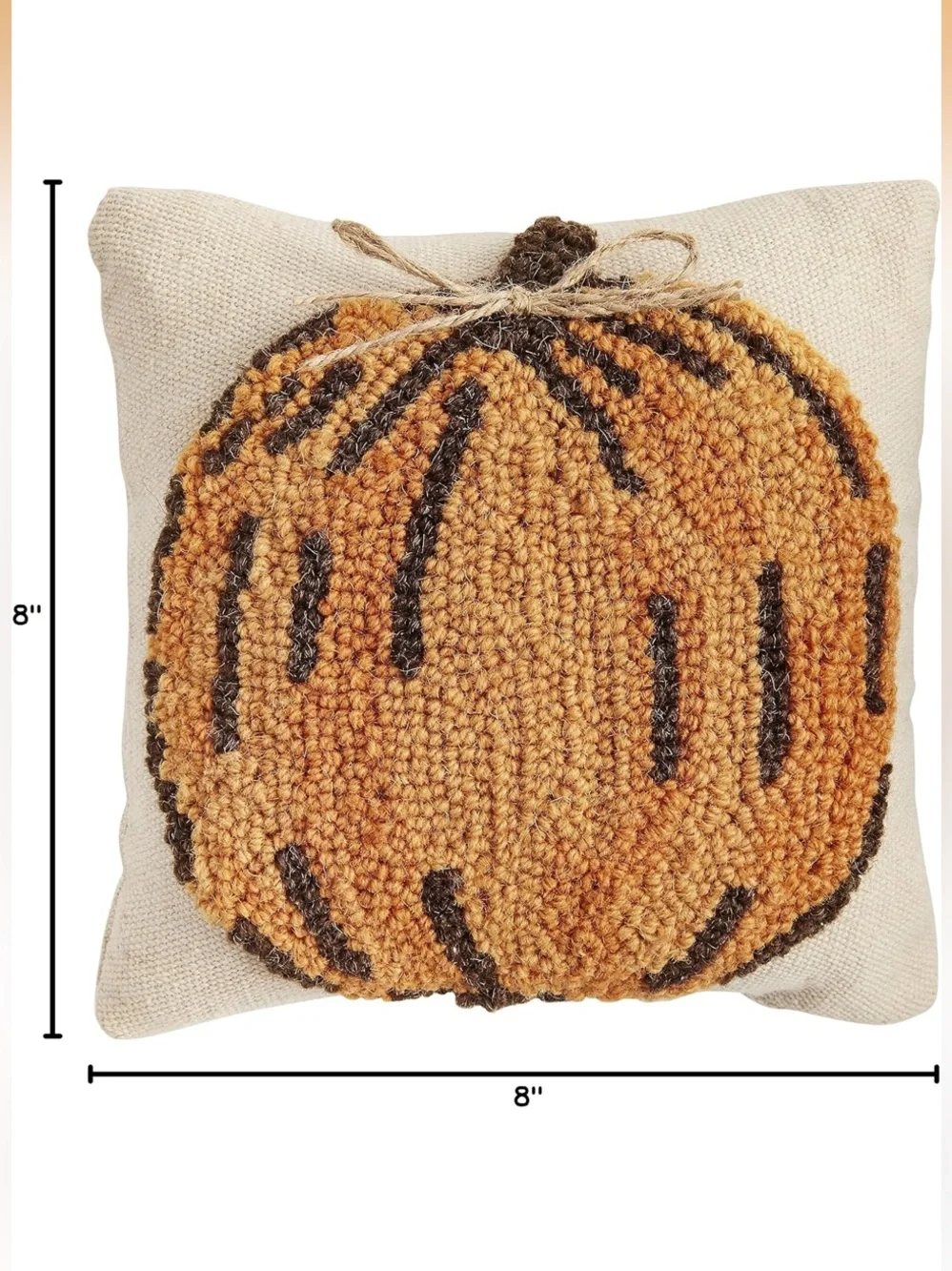 MUD PIE NWT Fall Mini Hooked Pillow, Pumpkin, 8